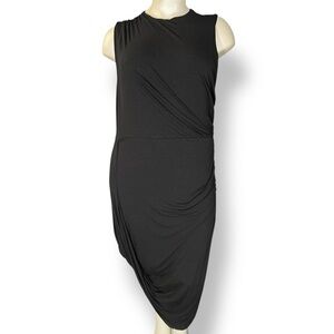 ELOQUII Black Ruched Draped Stretch Jersey Midi Maxi Pullover Bodycon Dress 23